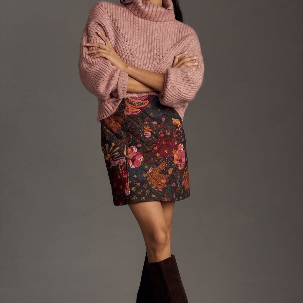 Farm Rio Printed Quilted Mini Skirt